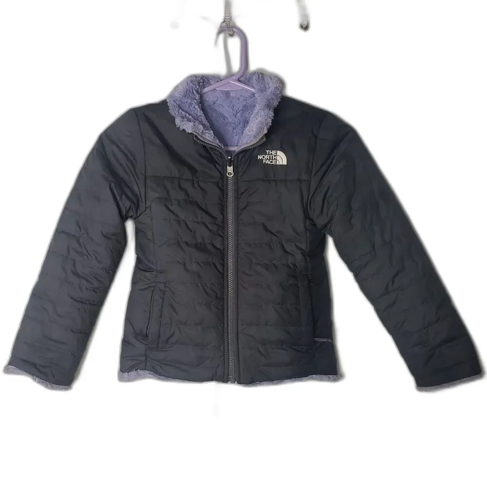 THE NORTH FACE Reversible Gray Purple Fleece Lined Jacket Coat Girls Size XS